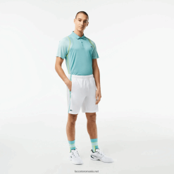 Lacoste pantaloni scurți de tenis din poliester reciclat 0H6PD4427 bărbați alb verde galben bh3
