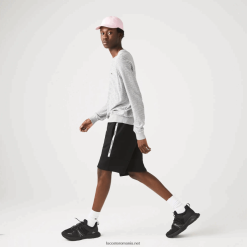 Lacoste pantaloni scurți din amestec de lână din bumbac cu benzi de marcă 0H6PD41540 bărbați negru 031