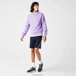 Lacoste pantaloni scurți din lână periat benzi imprimate 0H6PD41496 bărbați bleumarin 166