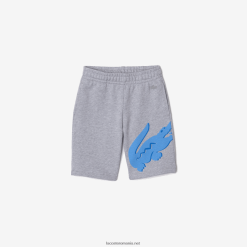 Lacoste pantaloni scurți supradimensionați din bumbac organic cu pete cu imprimeu crocodil 0H6PD43292 băieți grey chine cca