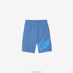 Lacoste pantaloni scurți supradimensionați din bumbac organic cu pete cu imprimeu crocodil 0H6PD43293 băieți chineză albastră hg3