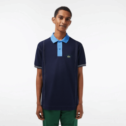 Lacoste polo bicolor din bumbac organic 0H6PD4262 bărbați bleumarin f65