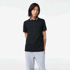 Lacoste polo de marca slim fit stretch din piqué 0H6PD4777 bărbați negru 031