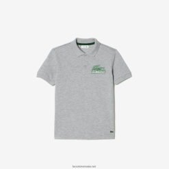 Lacoste polo din bumbac organic cu imprimeu contrast 0H6PD43035 copii grey chine cca