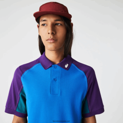 Lacoste polo mini-pique stretch cu ajustare regulată heritage 0H6PD4693 bărbați albastru verde violet 7w6