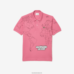 Lacoste polo original din bumbac organic imprimat l.12.12 0H6PD4113 bărbați roz 2r3
