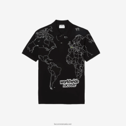 Lacoste polo original din bumbac organic imprimat l.12.12 0H6PD431 bărbați negru 031