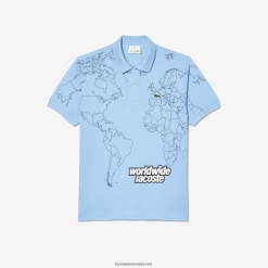 Lacoste polo original din bumbac organic imprimat l.12.12 0H6PD433 bărbați hbp albastru