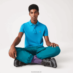 Lacoste polo original l.12.12 slim fit 0H6PD4837 bărbați albastru gh9