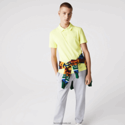 Lacoste Polo slim fit din bumbac elastic elastic 0H6PD4600 bărbați tuk galben strălucitor
