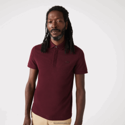 Lacoste polo smart paris din bumbac elastic piqué 0H6PD4764 bărbați bordeaux sxl