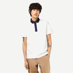 Lacoste polo smart paris din bumbac organic piqué 0H6PD4194 bărbați alb bleumarin ev0