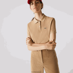 Lacoste polo tip petit pique din bumbac moale cu potrivire regulată 0H6PD42493 femei bej 02s