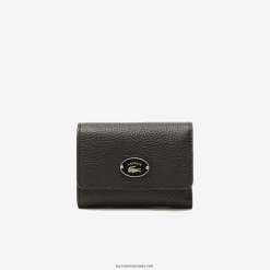 Lacoste portofel cu clapă din piele granulată 0H6PD42808 femei negru 000