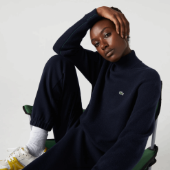 Lacoste pulover de lână cu gât înalt 0H6PD42650 femei bleumarin 166