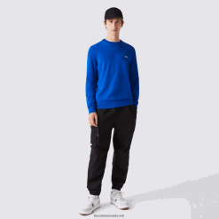 Lacoste pulover din bumbac organic cu decolteu rotund 0H6PD41491 bărbați albastru k1q