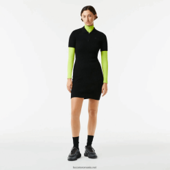 Lacoste rochie cu fermoar în față cu detalii tricotate 0H6PD42481 femei negru 031