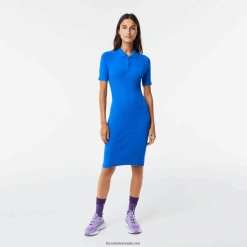 Lacoste rochie cu fermoar în față cu detalii tricotate 0H6PD42482 femei albastru k1q