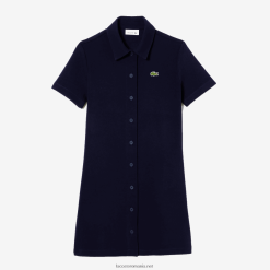 Lacoste rochie polo cu nasturi din bumbac organic 0H6PD42379 femei bleumarin 166