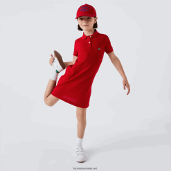 Lacoste rochie polo din bumbac 0H6PD43290 fetelor roșu 240