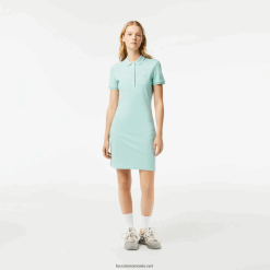 Lacoste rochie polo din bumbac elastic piqué 0H6PD42368 femei mentă lgf