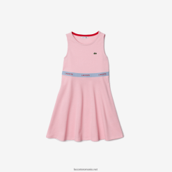 Lacoste rochie top din bumbac organic cu talie marca 0H6PD43285 fetelor roșu roz dud