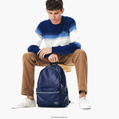 Lacoste rucsac cu fermoar cu imprimeu semnătură live 0H6PD42047 bărbați adâncimi albastre e62