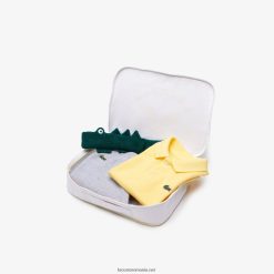Lacoste set cutie de jucării și pijamale din bumbac organic 0H6PD42983 copii gri galben chine 8lb