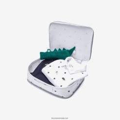 Lacoste set cutie de jucării și pijamale din bumbac organic 0H6PD42984 copii bleumarin alb 525