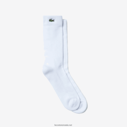 Lacoste șosete sport din bumbac elastic cu tăietură înaltă 0H6PD41934 bărbați alb 001