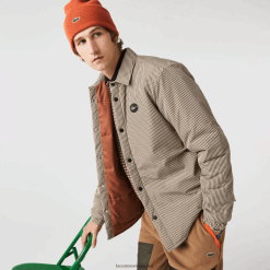 Lacoste supracămașă hidrofugă cu imprimeu cu carouri 0H6PD41549 bărbați bej bleumarin verde kaki 87e