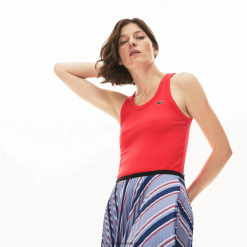 Lacoste top cu decolteu fără mâneci 0H6PD42586 femei roșu 4by