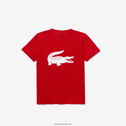 Lacoste tricou croc supradimensionat din tricou tehnic sport tenis 0H6PD43021 copii roșu alb 564