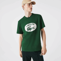 Lacoste tricou cu imprimeu cu monogramă de marcă cu potrivire normală 0H6PD4577 bărbați verde 132