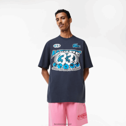 Lacoste tricou cu imprimeu din jerseu de bumbac, cu talie lejeră 0H6PD4146 bărbați albastru kxe