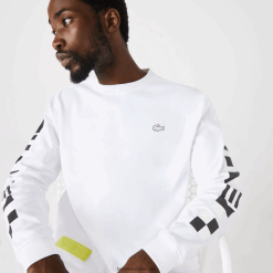 Lacoste tricou cu imprimeu lejer 0H6PD4796 bărbați alb 001