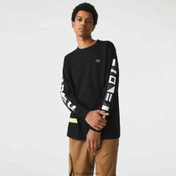 Lacoste tricou cu imprimeu lejer 0H6PD4797 bărbați negru 031