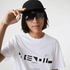 Lacoste tricou cu imprimeu relaxat 0H6PD4661 bărbați alb 001