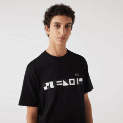 Lacoste tricou cu imprimeu relaxat 0H6PD4662 bărbați negru 031
