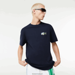 Lacoste tricou cu insignă cu efect comic, în formă relaxată 0H6PD4741 bărbați bleumarin 166