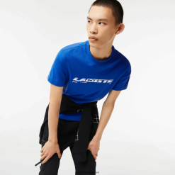 Lacoste tricou cu marca pique cu ajustare normală 0H6PD4562 bărbați albastru k1q