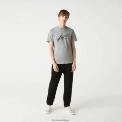 Lacoste tricou din bumbac, cu semnătură și imprimeu crocodil 0H6PD4760 bărbați grey chine 4jv