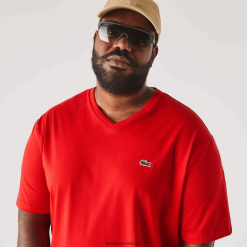 Lacoste tricou din jerse cu decolteu în V 0H6PD4733 bărbați roșu 240