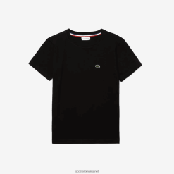 Lacoste tricou din jerseu de bumbac cu decolteu ras 0H6PD42997 copii negru 031