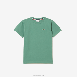 Lacoste tricou din jerseu de bumbac cu decolteu ras 0H6PD43003 copii verde kaki kx5