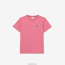 Lacoste tricou din jerseu de bumbac cu decolteu ras 0H6PD43011 copii roz 2r3