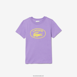 Lacoste tricou din jerseu de bumbac cu marcă contrastantă 0H6PD43031 copii Gfu violet