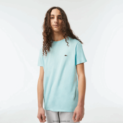 Lacoste tricou din jerseu de bumbac pima decolteu 0H6PD4112 bărbați mentă lgf