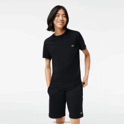 Lacoste tricou din jerseu de bumbac pima decolteu 0H6PD437 bărbați negru 031