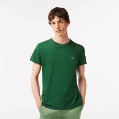 Lacoste tricou din jerseu de bumbac pima decolteu 0H6PD4618 bărbați verde 132